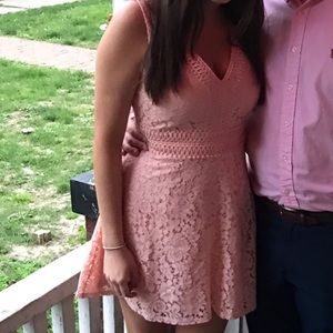 Francesca’s Skater Peach Lace Dress Size M